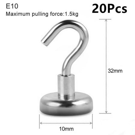 

20Pcs Strong Magnetic Hooks Wall Mounted Hanger Hooks Metal Strong Neodymium Magnet Wall Hanger Kitchen Wardrobe Home Storage
