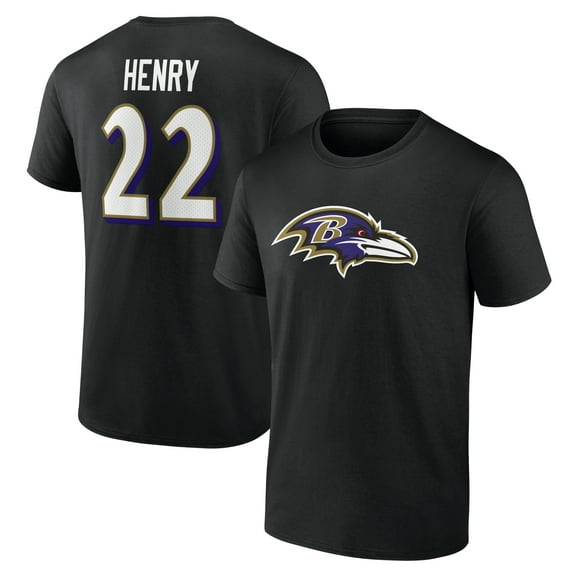 Men's Derrick Henry Black Baltimore Ravens Icon Name & Number T-Shirt