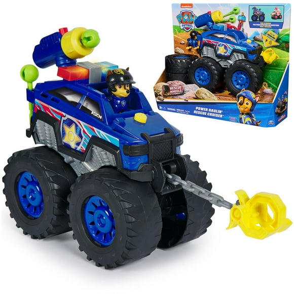 PAW Patrol: Rescue Wheels Chase’s Power Haulin’ Cruiser, Toy Truck with Launcher, Motorized Winch, Lights & Sounds, Kids Toys for Boys & Girls Ages 3+, Chase’s Power Hauling