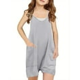 thumbnail image 2 of JTSRKL Cute Kids Girls Jumpsuits Casual Solid Color Summer Sleeveless Spaghetti Strappy Shorts Jumpsuit Loose Fit Rompers Teens Outfit Clothes with Big Pockets Gray 5-6 Years, 2 of 6