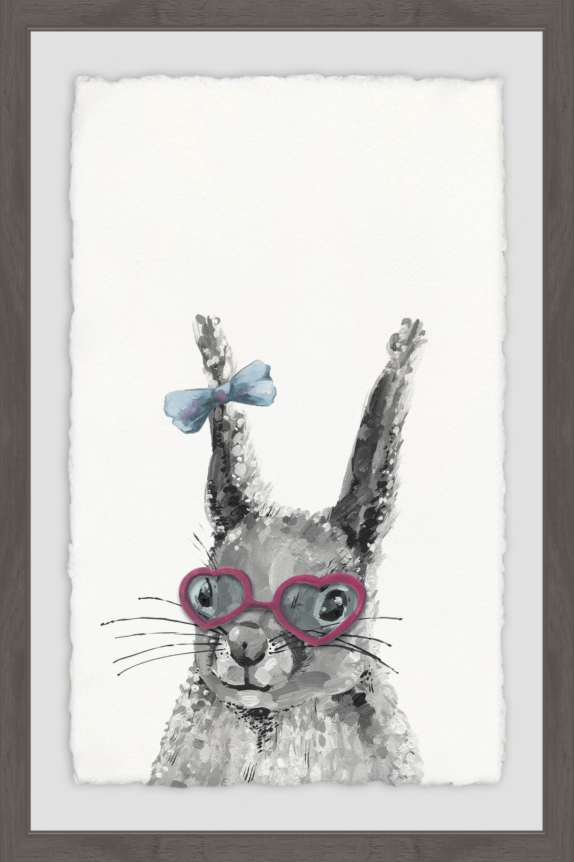 Bow On Bunny Framed Painting Art Print, 24.00" x 1.50"