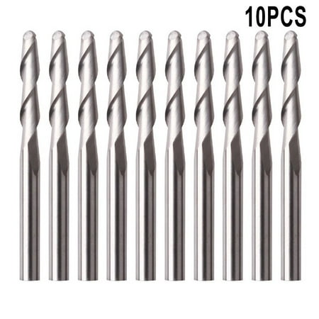 

10Pc 1/8 Inch 2-Flutes Flat Nose Spiral Carbide End Mill Cnc Router Bits 17-22mm