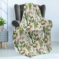 thumbnail image 4 of Watercolor Soft Flannel Fleece Blanket, Christmas Themed Floral Poinsettia Berries Winter Inspirations Leaf, Cozy Plush for Indoor and Outdoor Use, 60" x 80", Vermilion Yellow Green, by Ambesonne, 4 of 5