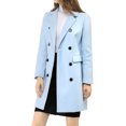 thumbnail image 4 of Abrigo de invierno para mujer INSPIRE CHIC, con solapa muesca, abrigo trinchera de doble botonadura, talla XL, azul, 4 of 7