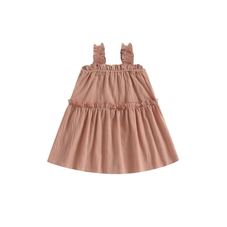 

Toddler Baby Girl Summer Dress Solid Color Sleeveless A-line Dresses