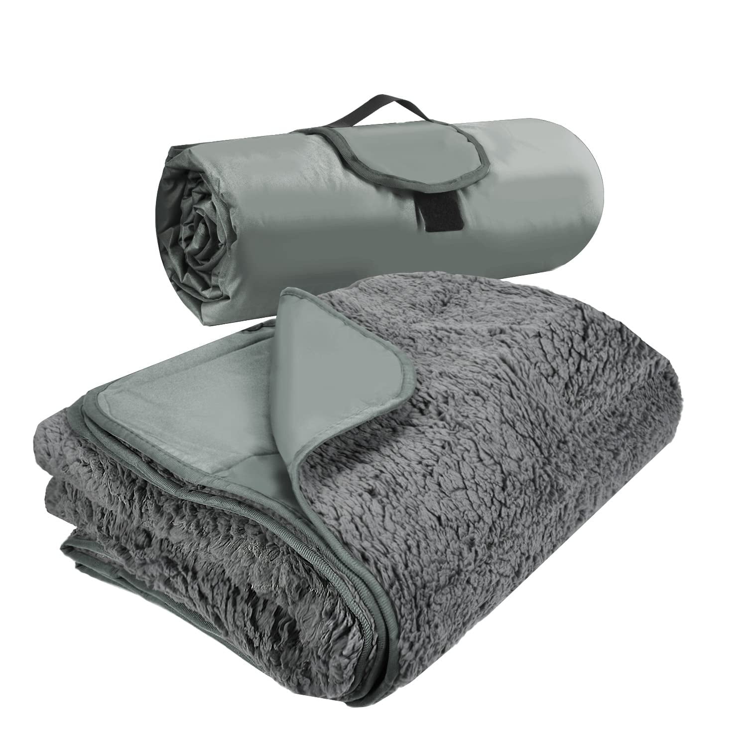 Tirrinia Outdoors Waterproof Throw Blanket 51i x 59i Sherpa Fleece Stadium Windproof Mat for Boat Traveling Camping Hiking Football Machine Washable Light Grey Walmart