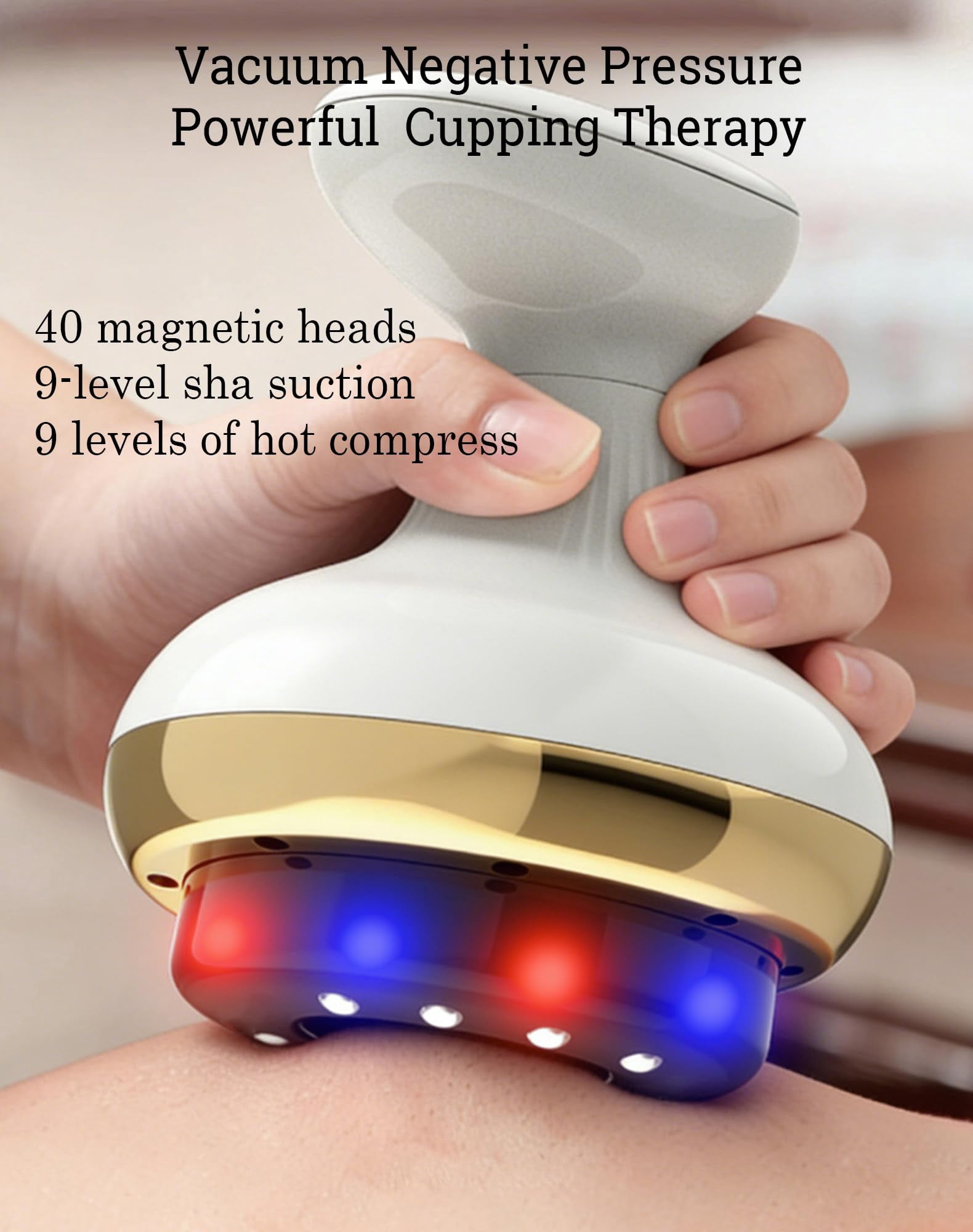 Cellulite Massager, 4-in-1 Suction Cupper with Red Light, Adjustable Vacuum for Legs, Abdomen, Back, Arms, Glutes