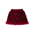 thumbnail image 4 of ZHOGXU Big Kids Girls Skirt Elastic Waist Solid Color Sequins Comfortable Stylish Skirts For Party And Daily Wear Red 4-5 Years, 4 of 5