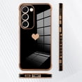 thumbnail image 4 of for Samsung Galaxy S23 Plus 5G Case Heart Plating Electroplate Luxury Elegant Case Camera Protector Soft TPU Shockproof Protective Corner Back Cover Galaxy S23 Plus 5G Case -Black, 4 of 11