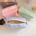 thumbnail image 3 of Portable Korean Travel Sundries Large Capacity Candy Color Plaid Makeup Bag Cosmetic Organizer Wash Bag Storage Pouch GREEN, 3 of 8