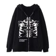thumbnail image 3 of Wxolcjlv Skeleton Graphic Zip‑Up Hoodie for Women Roomy Cut Pullover Hoodies, 3 of 3