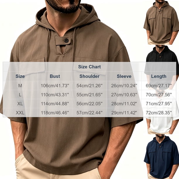 Men's Short-sleeve Hooded Sweatshirt for Casual Wear, Comfortable