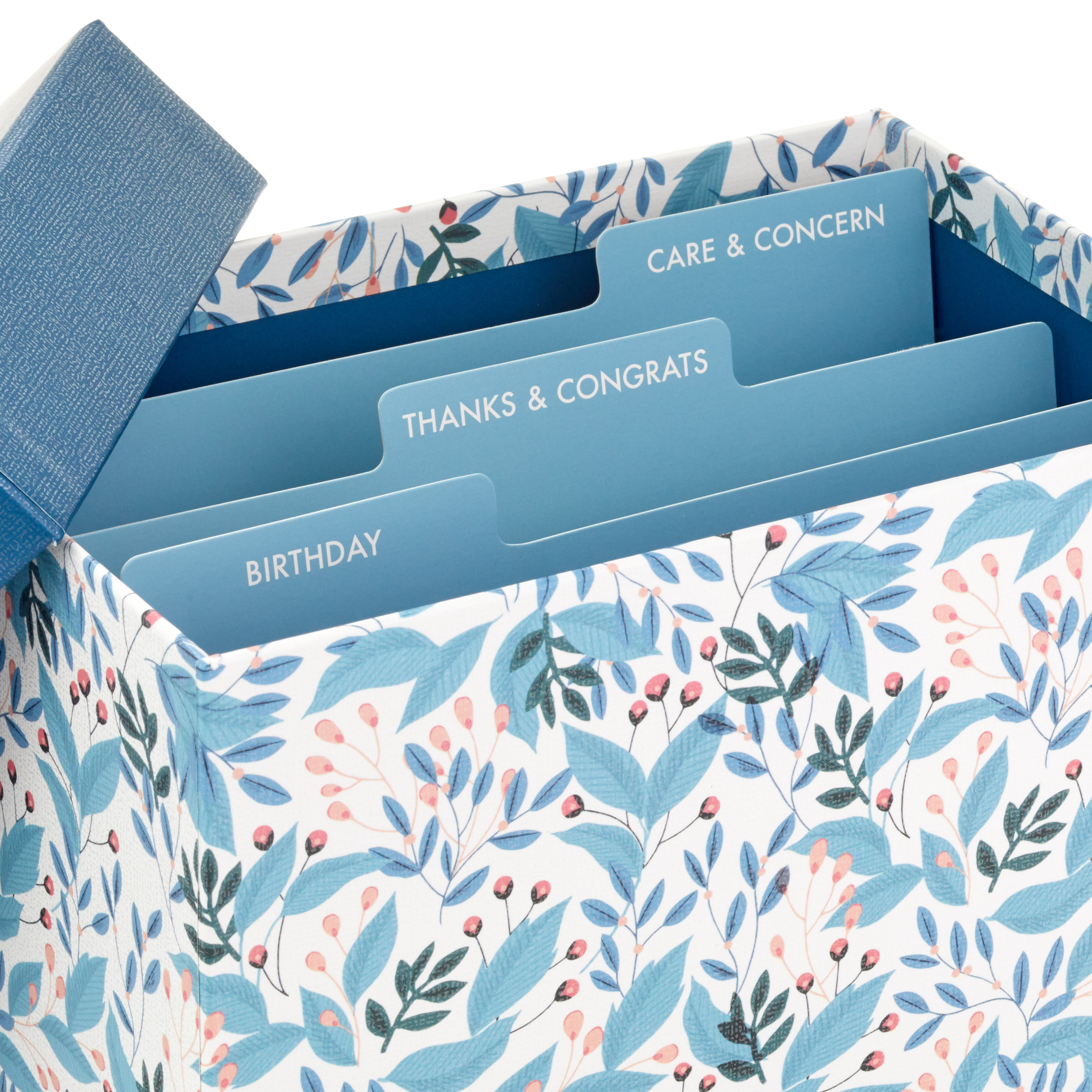 Hallmark All Occasion Greeting Cards Assortment—30 Cards and Envelopes with Card Organizer Box (Blue Leaves)—Birthday Cards, Baby Shower Cards, Sympathy Cards, Wedding Cards, Thank You Cards - image 5 of 5