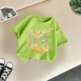 thumbnail image 4 of shoper Toddler Tshirts Girls 5t Round Neck Letter Print Short Sleeve T-Shirt Children's Fashion Preppy Clothes Little Girls Clothes Light Green 150, 4 of 4