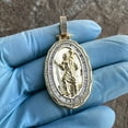 thumbnail image 4 of 14K Gold Plated over Real 925 Sterling Silver St Saint Christopher Medal CZ Medallion Pendant, 4 of 10