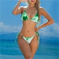 thumbnail image 6 of New Summer Arrivals UTSJKR Fashion 2025 Tie Dye Bathing Suits Women 4 Piece Brazilian Bikini Sets Self-Tie Crop Cardigan+Skirt Coverup Swimsuits Green M, 6 of 9