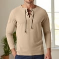 thumbnail image 2 of Men's Gothic Long Sleeve Shirt Retro Lace Up Casual Party Top with Chest Tie Detail for Spring Summer Fall, 2 of 5