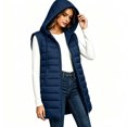 thumbnail image 4 of IUYRTFE Women Longline Hooded Puffer Vest Zip Up Sleeveless Winter Coat with Pockets for Outdoor Travel Daily Wear, 4 of 7
