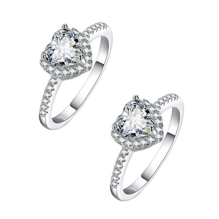 

Clearance and high sales volumeMother s Day Ring Bridal Zircon Diamond Elegant Engagement Wedding Band Gift *2PCS