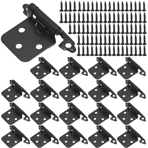 20 Pcs Black Self-Closing Cabinet Hinges, Cold Rolled Steel Construction, Ideal for Kitchen, Bathroom & Office Hardware