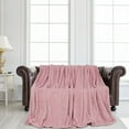 thumbnail image 2 of PiccoCasa Flannel Fleece Throw Blanket Waffle Microfiber Fuzzy Blanket Bed, Pink 70"x78", 2 of 6