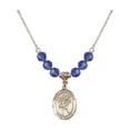 thumbnail image 1 of 18-Inch Hamilton Gold Plated Necklace with 6mm Blue September Birth Month Stone Beads and Saint Christopher/Dance Charm, 1 of 1