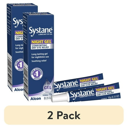 (2 pack) Systane Lubricant Eye Drop Gel for Nighttime Protection and Dry Eye Relief for Nightly Use, 10g
