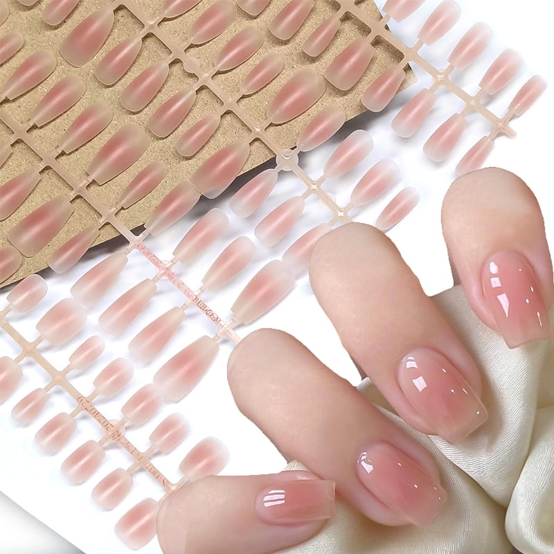 30Pcs Geadient Nude Nail Tip Fake Nail Fashion Wearable False Nails Simple Full Cover Press on Nails DIY Manicure Wear Nail Tool