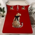 thumbnail image 2 of Homewish Female Men Women Safari Cheetah Full Size Sheets 4-Piece,Brown Red Breathable Bed Sheets,Jungle Wildlife Leopard Lightweight Sheet Sets,Luxury Bedroom Decor, 2 of 7
