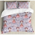 thumbnail image 1 of Tea Party Duvet Cover Set Queen Size, Cute Princess with Teacups Abstract Floral Background Gothic Design Print, Decorative 3 Piece Bedding Set with 2 Pillow Shams, Lilac Pink Coral, by Ambesonne, 1 of 3
