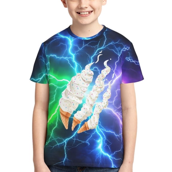 Prestonplayz Ice Cream Boys Girls T Shirt Kids Short Sleeve Crewneck 3d Printed Graphic Shirts For Kids Youth X-Small