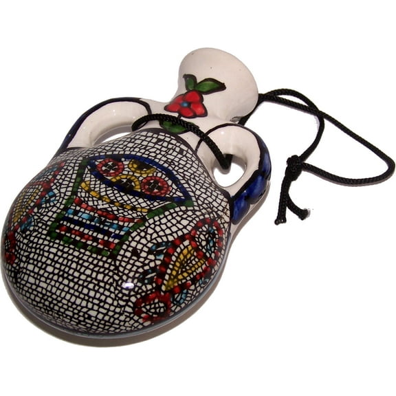 Oil Bottle/Pilgrim's Flask -Tabgha - Miracle of Loaves and Fish Armenian Ceramic (5.5 inches or 14cm) - Asfour Outlet Trademark