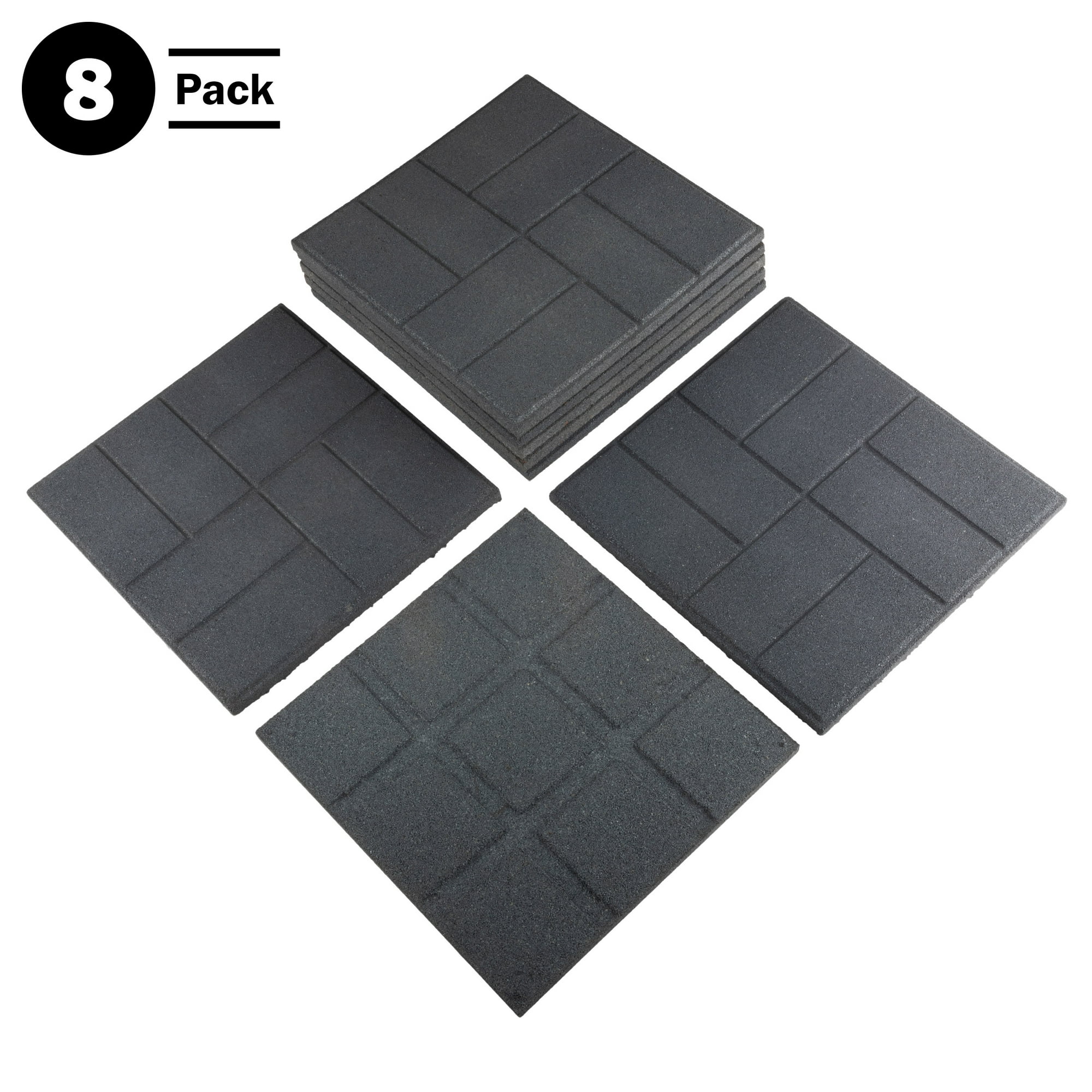 Pure Garden Rubber Deck Tiles 8-Pack - 28SQFT Outdoor Flooring Pavers, Gray