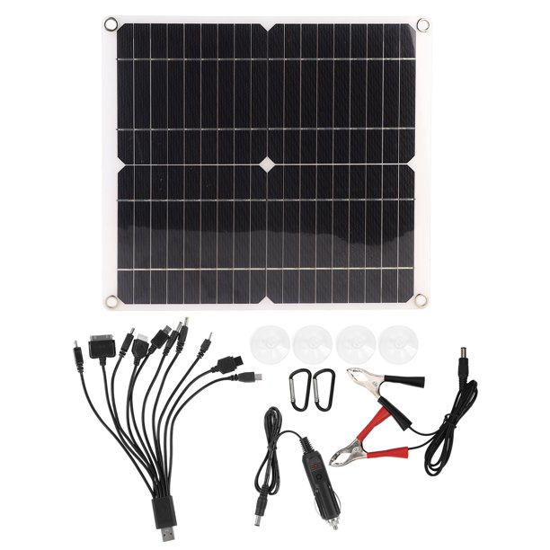 Panel solar de 20 W y 18 V con doble salida USB, cargador portátil para teléfono móvil en exteriores