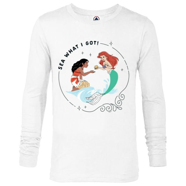Disney Princess Moana And Ariel Sea What I Got Long Sleeve T Shirt For Men Customized White Walmart Com