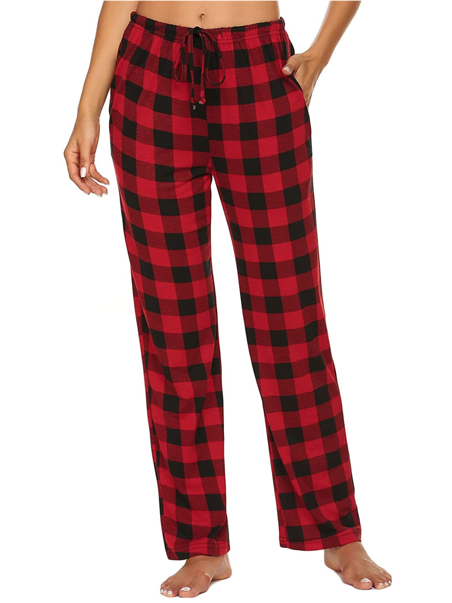 HIMONE Women's Classic Plaid Pajamas Pants Casual Wide Leg Buffalo ...