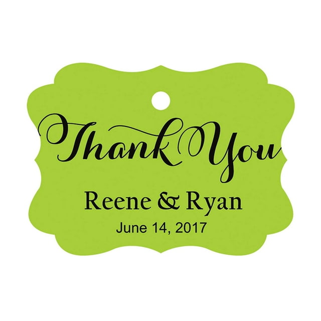 100 PCS Personalized Made Scallop Edges Hang Tags Thank You Custom Wedding Favor Gift Paper Tags