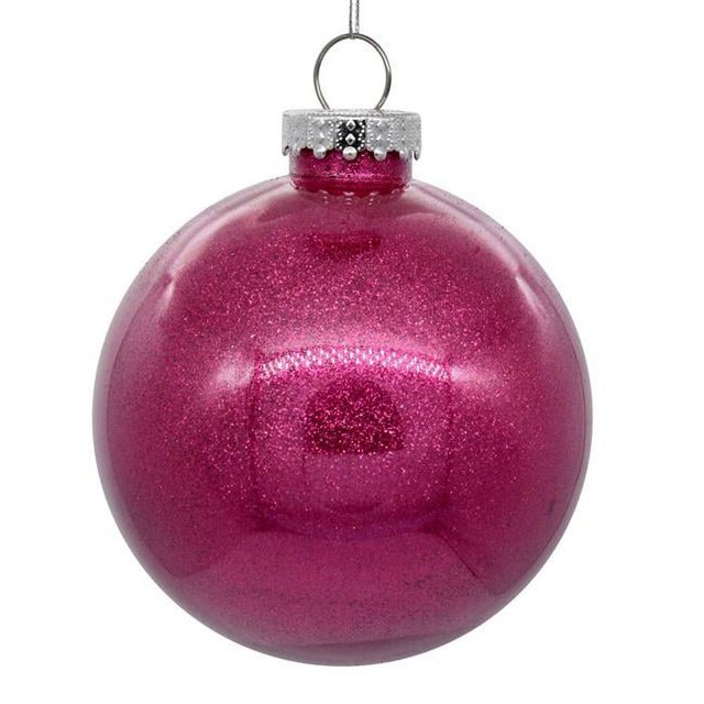 Vickerman N211521 Balle Transparente Pailletée Rouge Baie 6 Po - 4 par Sac