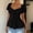 Black, variant on Ussuma V-Neck Drawstring Stylish Women Peplum Tops and Blouses Lotus Leaf Sleeve Slim Fit Ruffle Hem Women's Top Solid Color Short Sleeve Fashion City Breathable Wedding Graduation Meeting XL XL