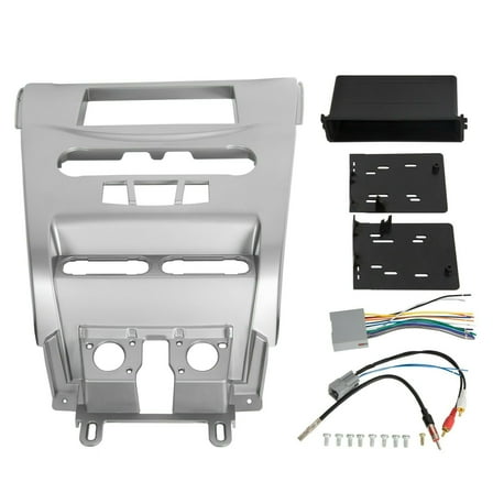 Kojem Radio Stereo Installation Kit for 2008-2011 Ford Focus Silver Dash Kit Panel Wire Harness Antenna for Single Double Din Radio Receiver