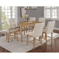 thumbnail image 2 of Natural Rustic Wood 7pc Dining Set in Counterheight with Beige Linen Chairs, 2 of 4