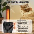 thumbnail image 3 of SKYSHALO Infrared Heater, 1500W Electric Oscillating Space Heater, with Dual Speeds & Timer, Suitable for Indoor/Outdoor Use in Bedrooms, Studios, Porches, Dining Areas, 3 of 9