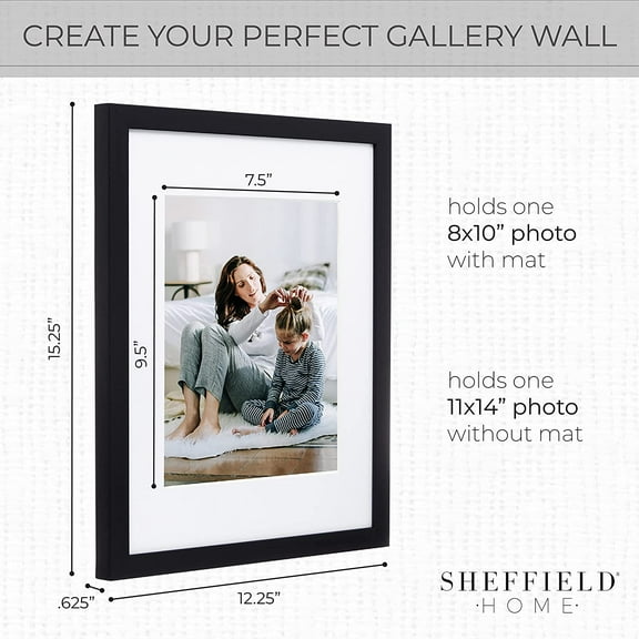 9 Piece Gallery Wall Frame Set, 11x14 in. Matted to 8x10 in., Matte Black