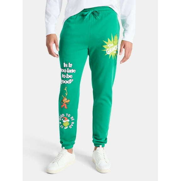 Dr. Seuss The Grinch Men's and Big Men's Graphic Jogger Pants, Sizes XS-3XL