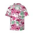 thumbnail image 4 of Uemuo Flamingo Pattern Cotton Linen Short Sleeve Shirts,Casual Lightweight Button Down Shirts,Vacation Beach Summer Tops-3X-Large, 4 of 7