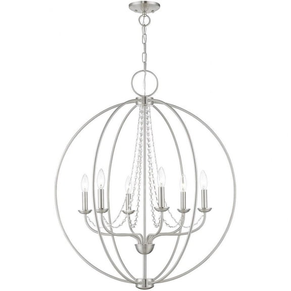 6 Light Globe Pendant in Shabby Chic Style-33.63 inches Tall and 28 inches Wide-Brushed Nickel Finish Bailey Street Home 218-Bel-4828644
