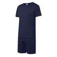 thumbnail image 5 of Men's Shirt and Shorts Set 2 Piece Fashion Summer Tracksuits Cotton Oversized T-Shirts Shorts Outfits Navy, Size L, 5 of 6