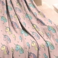 thumbnail image 3 of Pink Cartoon Unicorn Lightning Pattern Blanket,Comfortable Soft Flannel Throw Blanket,All Season,Warm Lightweight Blankets for Sofa Bed Couch Living Room Chair,30"x40", 3 of 4