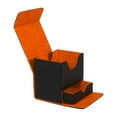 thumbnail image 2 of Caja de baraja de cartas coleccionables, funda protectora duradera para cartas con bandeja para dados, caja de juego negro y naranja, 2 of 8