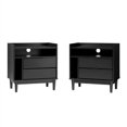 thumbnail image 5 of 25" Solid Wood 2-Drawer Night Stand with Gallery - 2PK - Black, 5 of 5